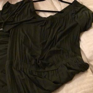 Loft Hunter Green Ruffle Cold Shoulder Dress L